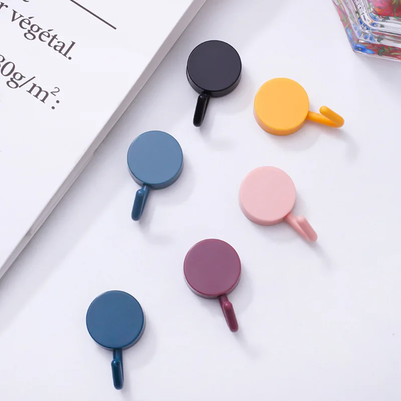 

Kitchen Modern Round Decorative Double Sided Self Adhesive Wall Hook, Colorful