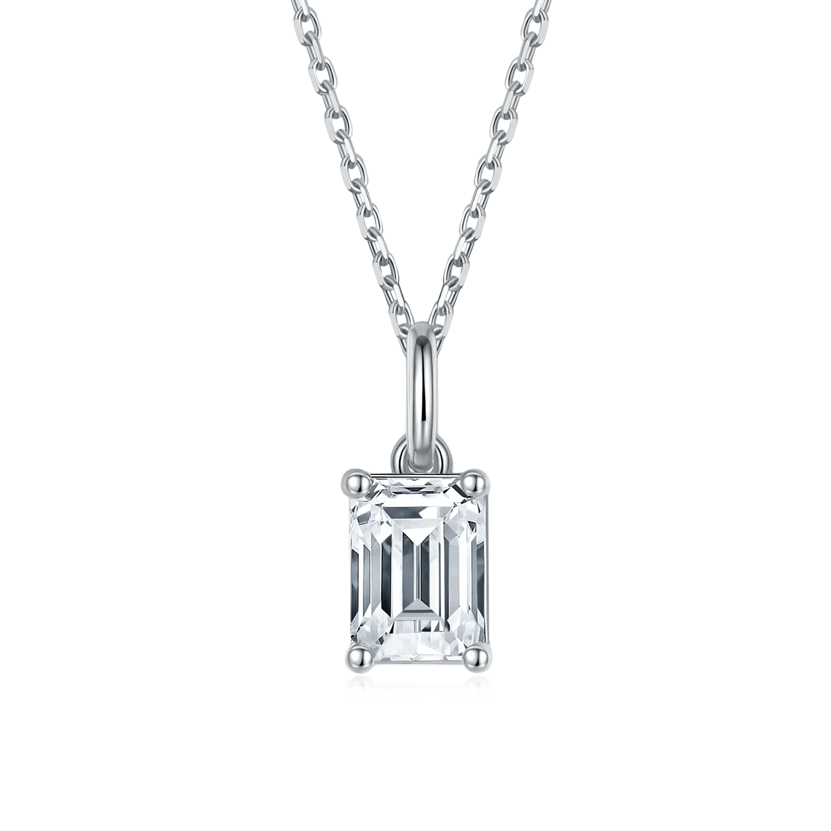 

O90D Dazzling 1ct moissanite stone jewelry white gold plated silver necklace