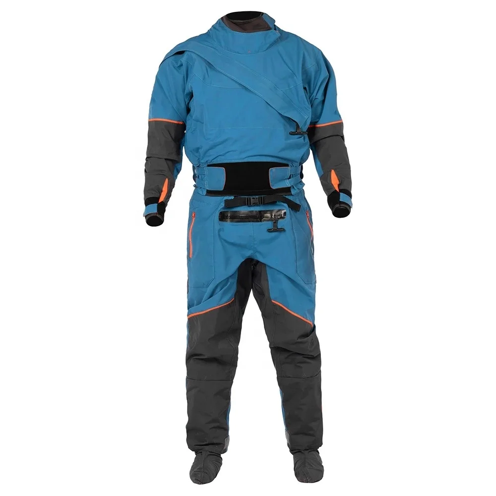 

drysuit kayak waterproof 3 ply dry suit waterproof breathable racing drysuit wholesale natrual rubber, Blue/yellow