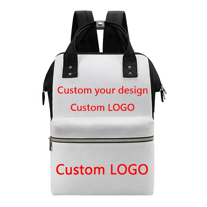 

MOQ 1pc Custom 3 Sides Print Baby Diaper Bag Large Capacity Travel Backpack Photo Logo Printed Mommy Bag