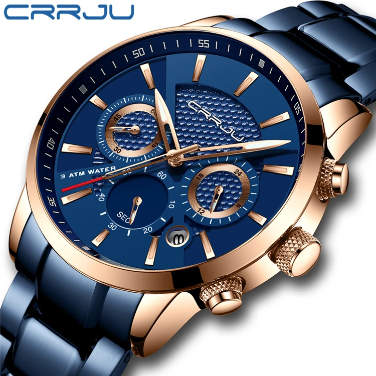 

CRRJU 2212 S Men Watch 30m Waterproof Watches Top Brand Luxury Steel Watch Chronograph Male Clock Saat relojes hombre