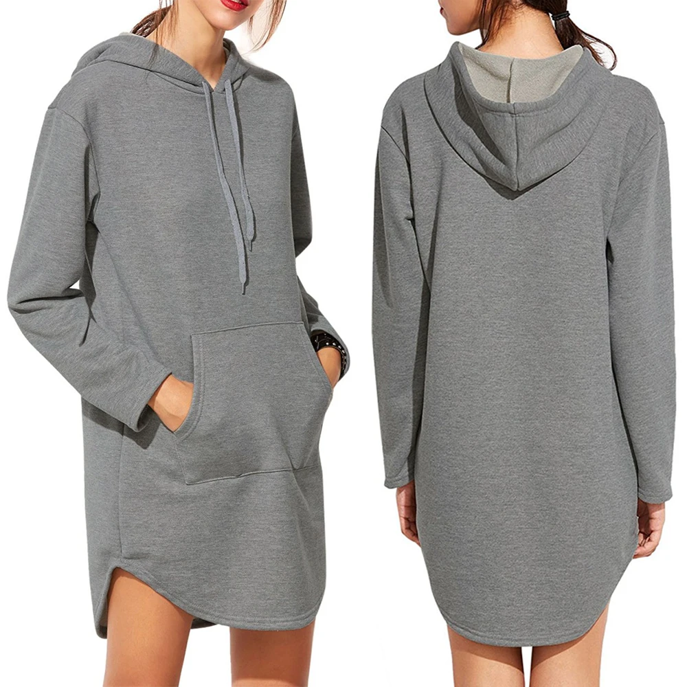 

2019 Autumn European Fashion Ladies Hot Sale Women Hoodies Dresses Grey Sweatshirt pullover hoodie women