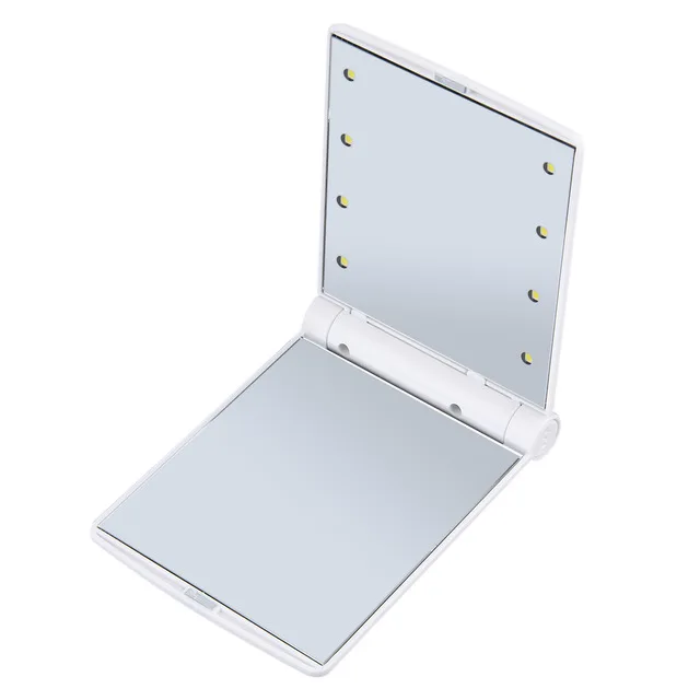 Super new price rainbow Makeup Mirror 8 LED Lights Foldable Pocket 8 LED vanity mirror leds light with retail pack