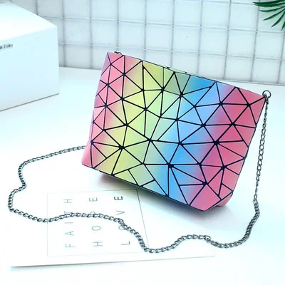

2021 Hot Sales Holographic Luminous Tote Geometric Women Hand Bags Ladies Handbags Phone Shoulder Bag Crossbody Pu Leather