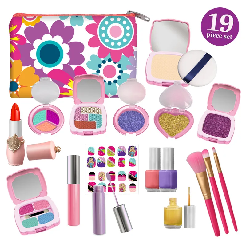 

M041 Hot Sale 19PCS Children & baby's Girl Makeup Gift Set Toy Children's Cosmetics Toys For Christmas Birthday Gifts
