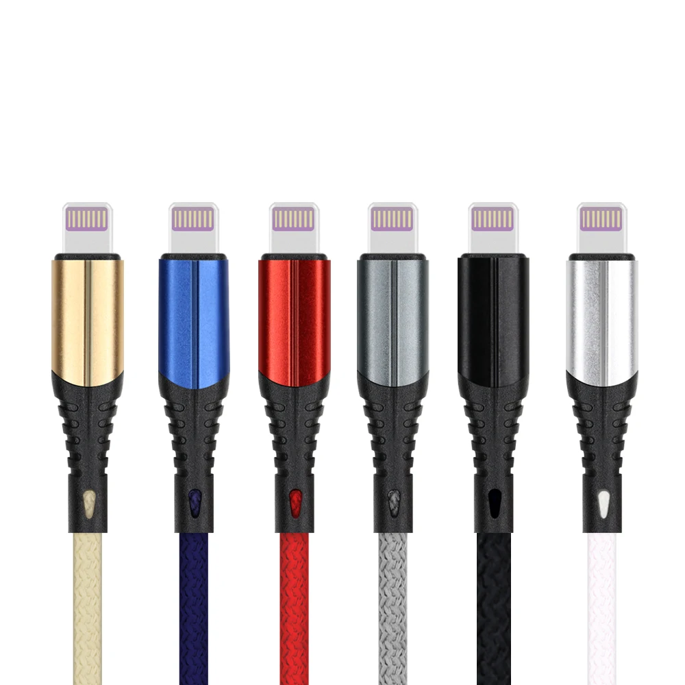 

cable type-c usb data cable new model nylon braided charger cord for Lightning Type C Micro USB 2.4A durable, Grey/blue/red/gold/white/black/customized