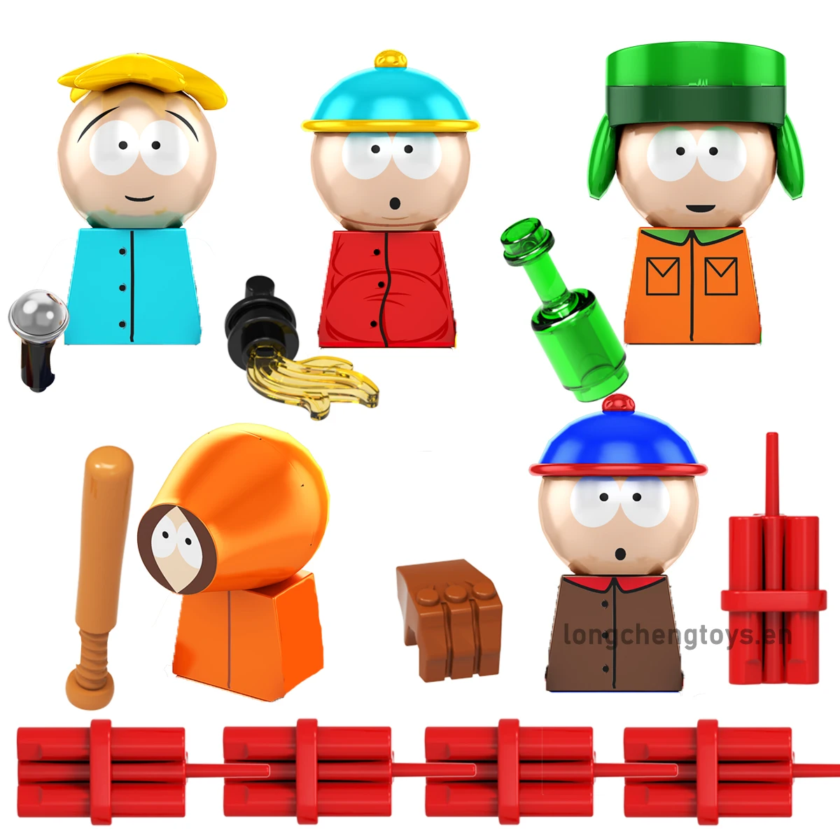 

Cartoon Anime South Park Butters Eric Kyle Broflovski Kenny McCormick Stan Marsh Building Block Figures For Children Toys KF6192