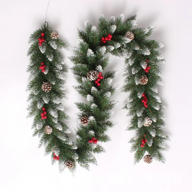 

X-3033 Wholesale High Quality Artificial Christmas Pine Cone Rattan Decorations For Wall Hanging, 2 colors
