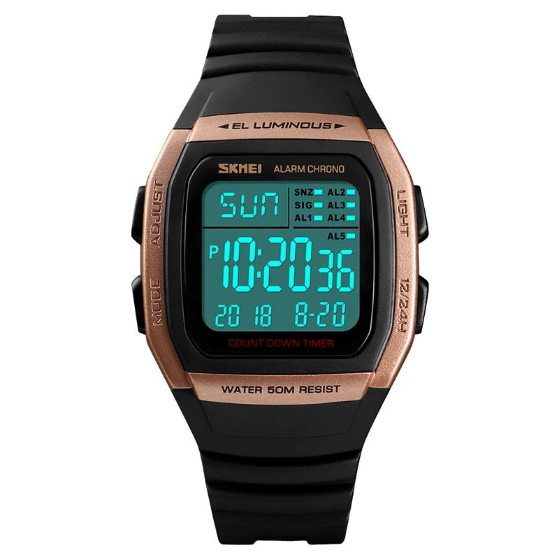 

SKMEI 1278 Man Women 2019 Digital Origin Brand Watches Silicon Strap Custom Digital Watch, 5 color