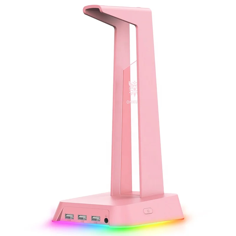 

ONIKUMA ST-2 Pink RGB Gaming Headset Stand Gamer 2 In 1 Acrylic Headphone Stand With USB Charger