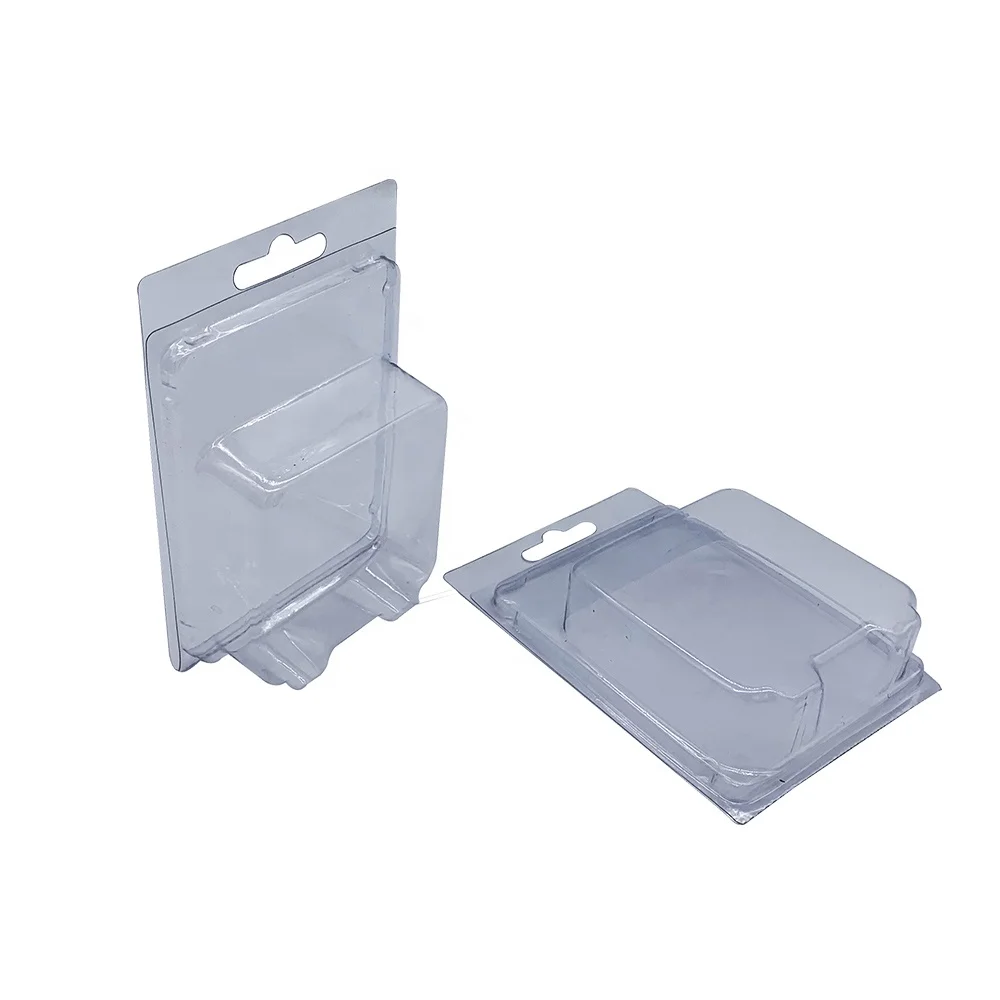

Transparent plastic clamshell blister packaging