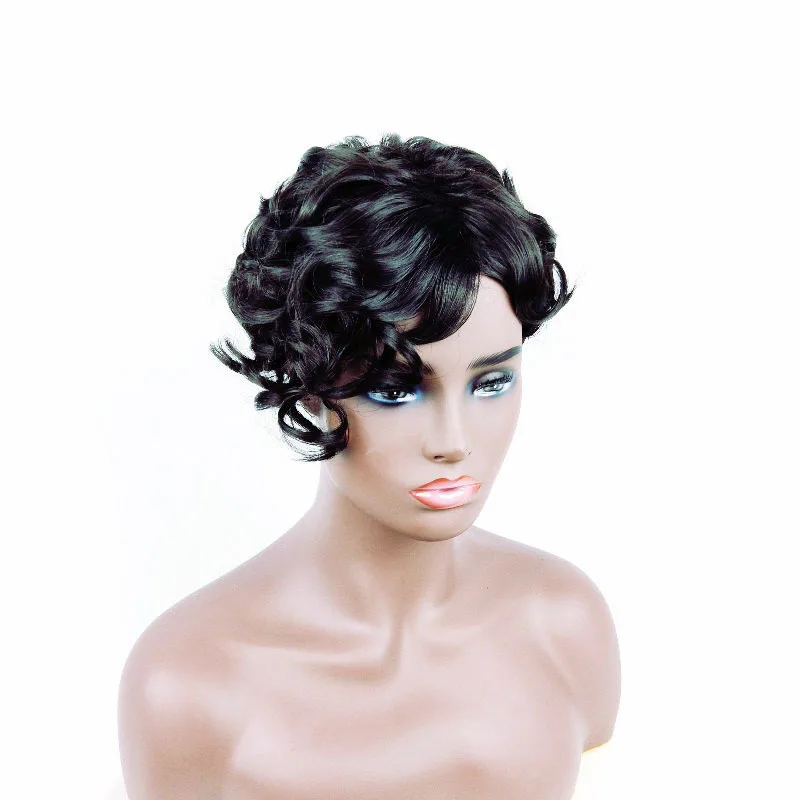 

Dropshipping Wigs Synthetic Hair Women's short curly hair smooth, easy to clean, no static electricity Dyeable
