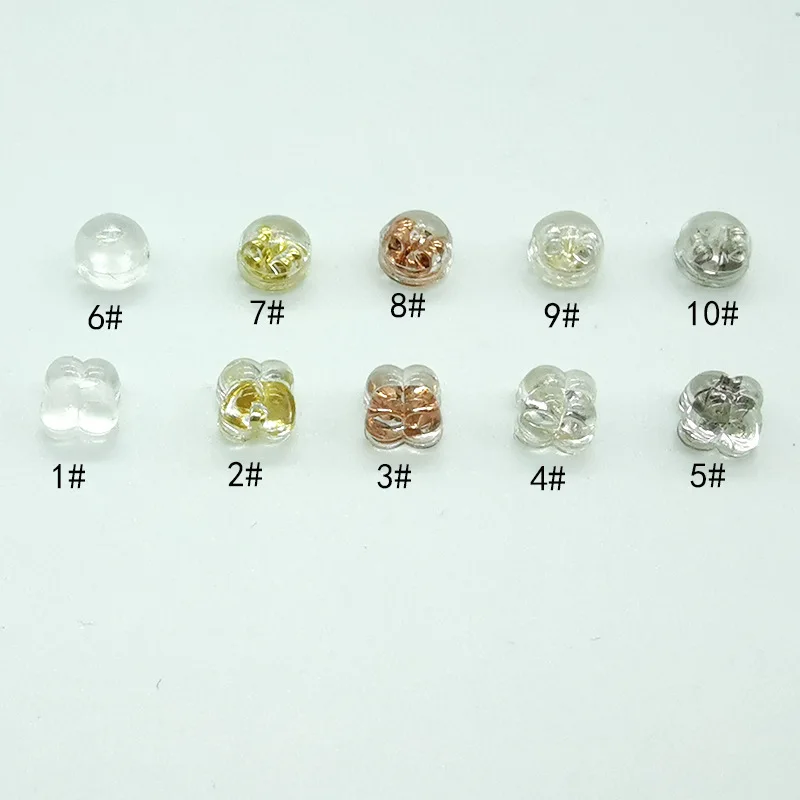 

jewelry accessories diy Copper plated 18k transparent silicone earring plugs ear backs earring backs