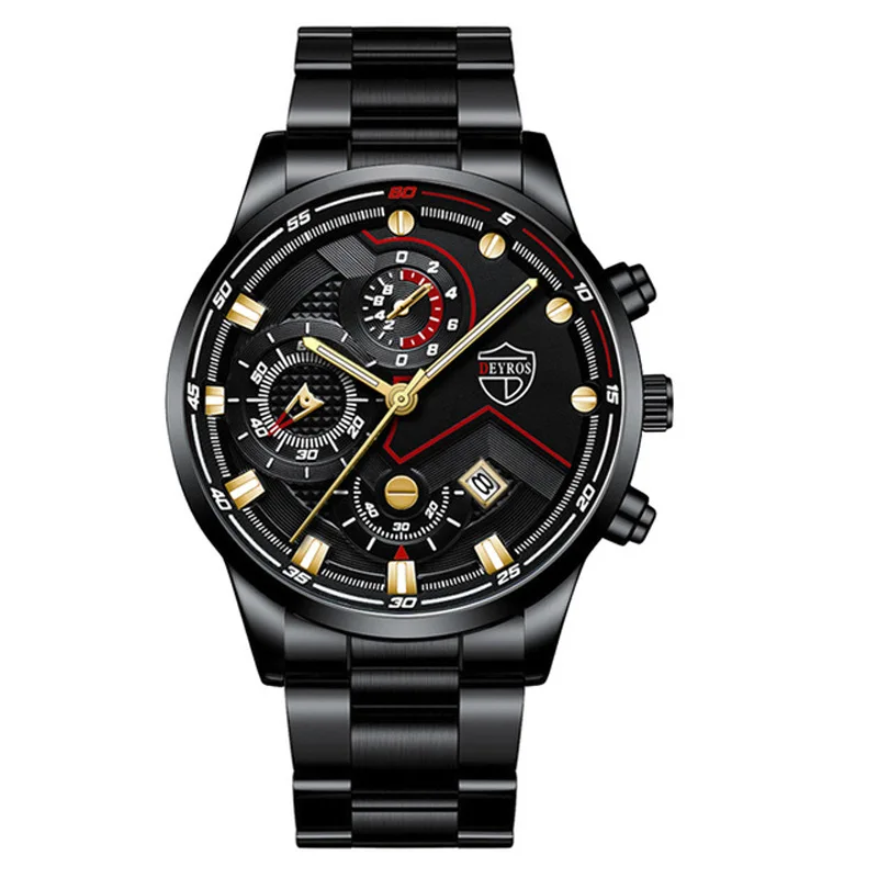 

7072 New Luxury Men Stainless Steel Calendar Watches Mens Business Casual Quartz Watch Male Wristwatch montres pour hommes