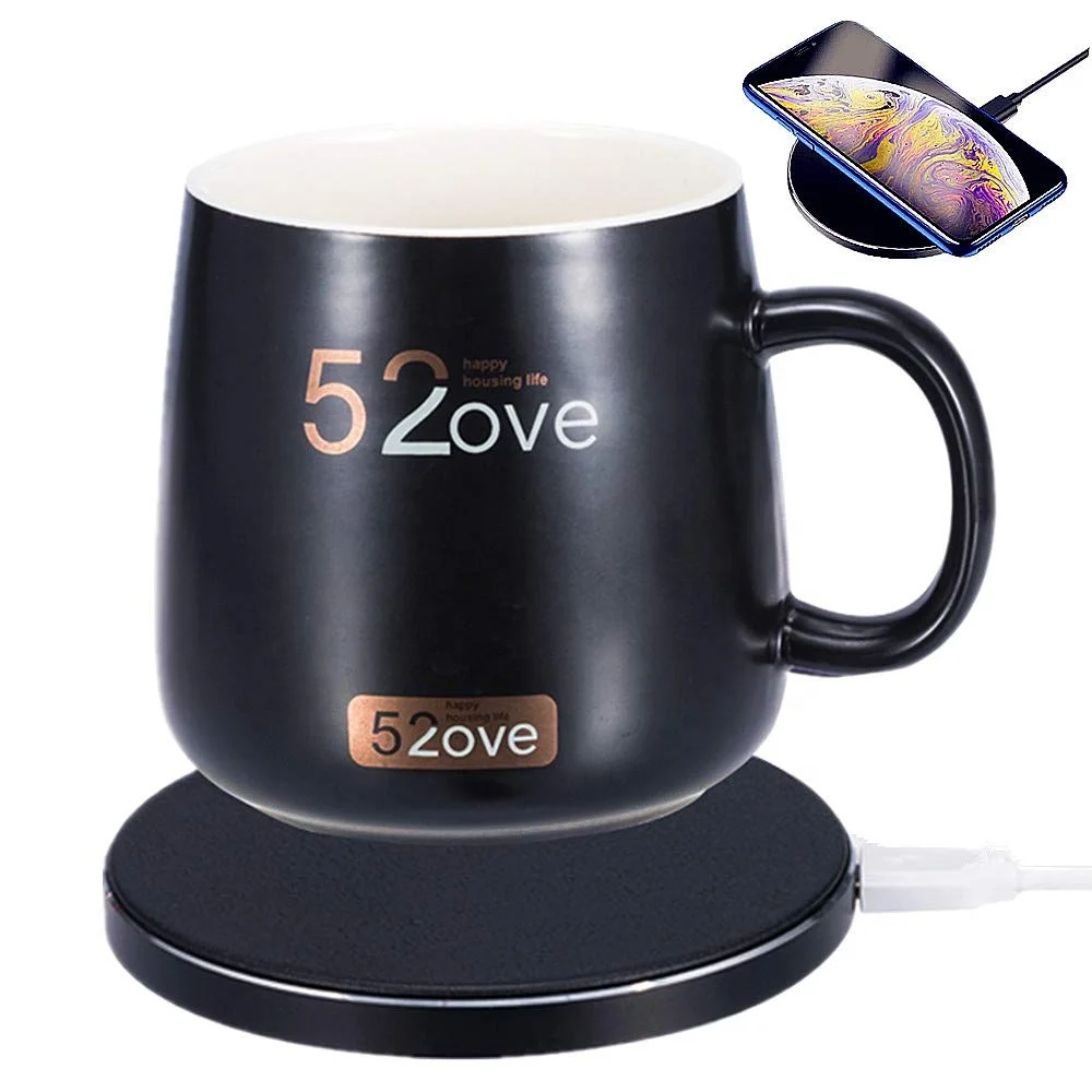 

2 in 1 Design Wireless Charging Coffee Mug Warmer, Constant Warm Cup with Wireless Charger Pad