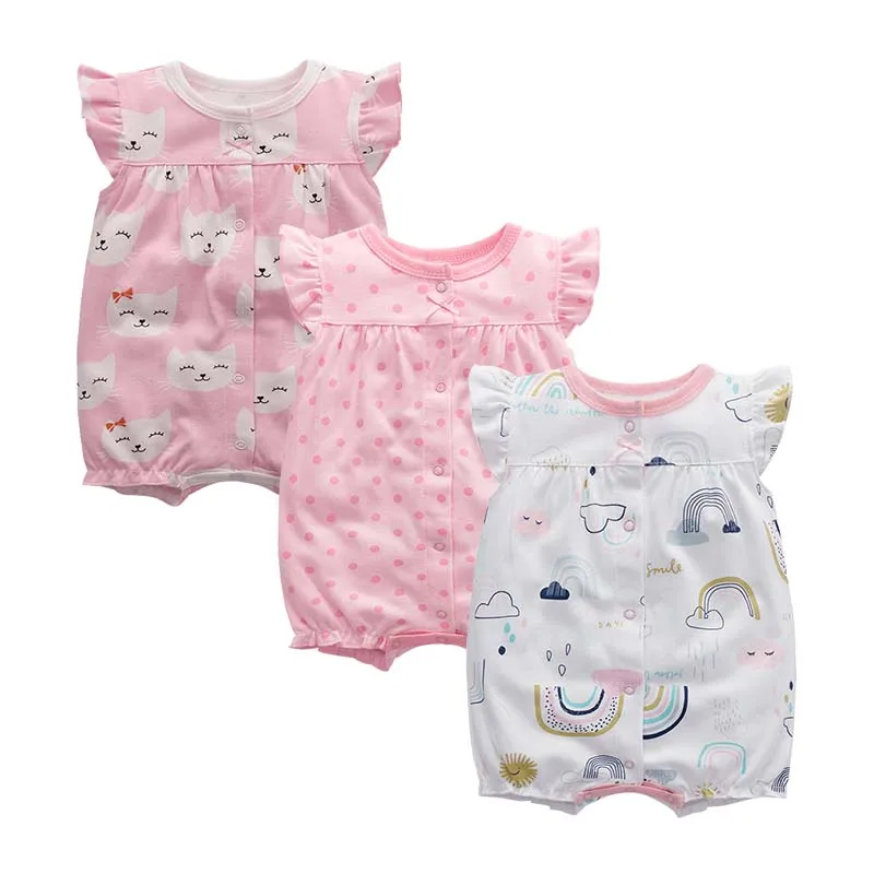 

Hot sale Printed girl infant clothes newborn short sleeve kids girl clothing summer baby romper, Mix color