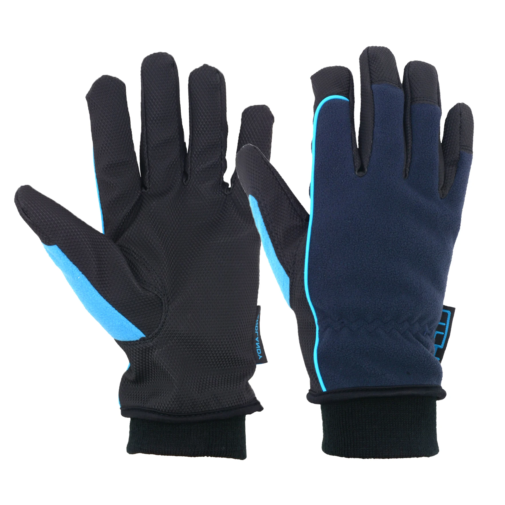 

HDD Blue in stock manufacturer custom knitted cuff grip palm PU safety gloves other winter sports gloves, Black