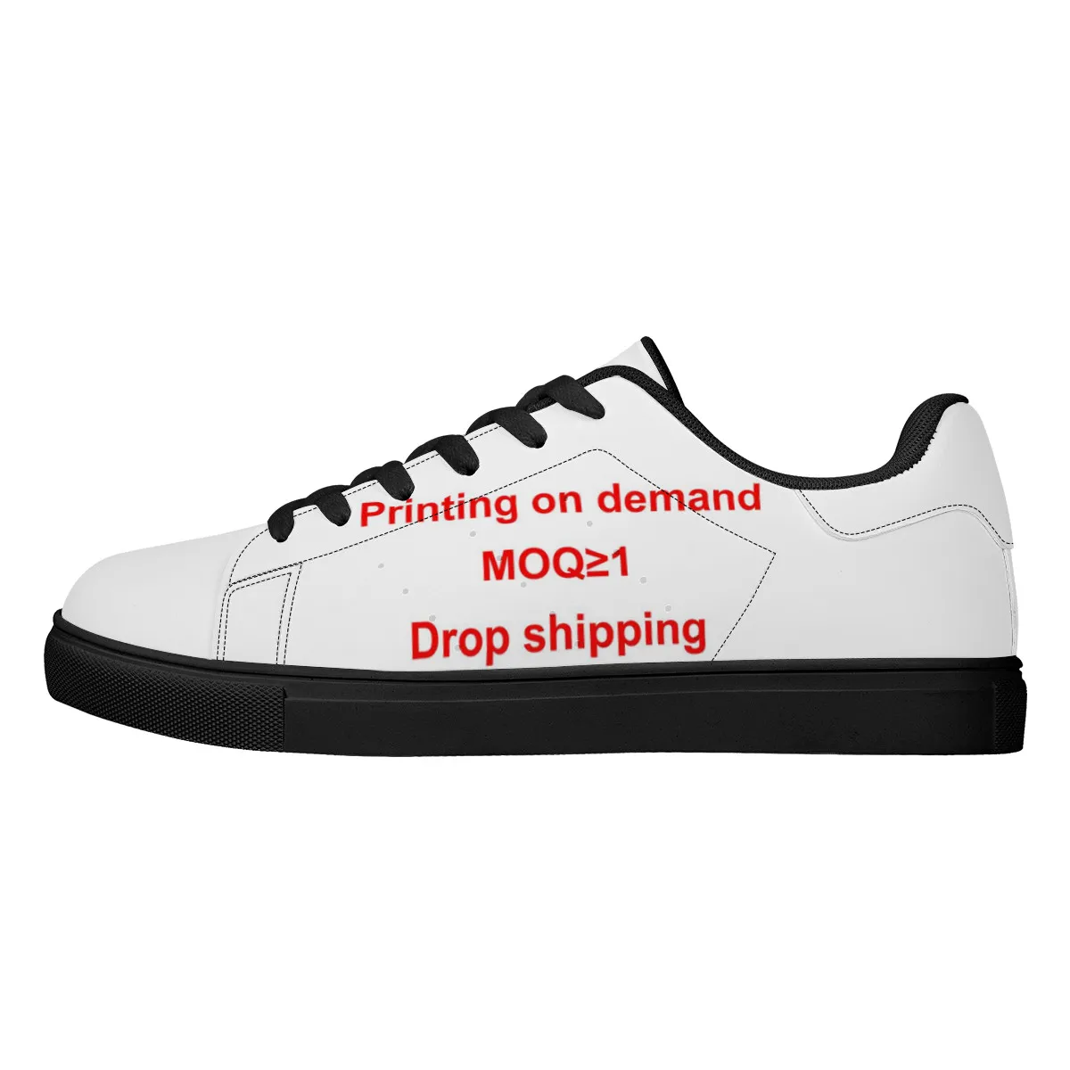 

Print on demand Black and white low top leather sneakers men's fashion sneakers