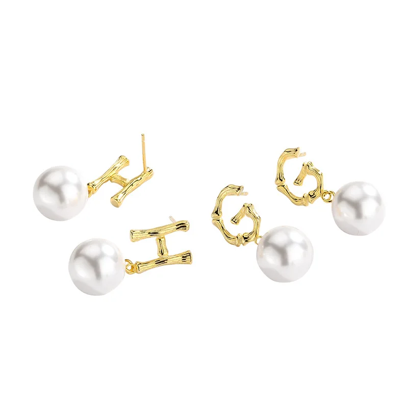 

Wholesale Hot Selling H Alphabet Earrings Silver Jewelry 925 Sterling Pearl Earring For Women 2021, Colorful