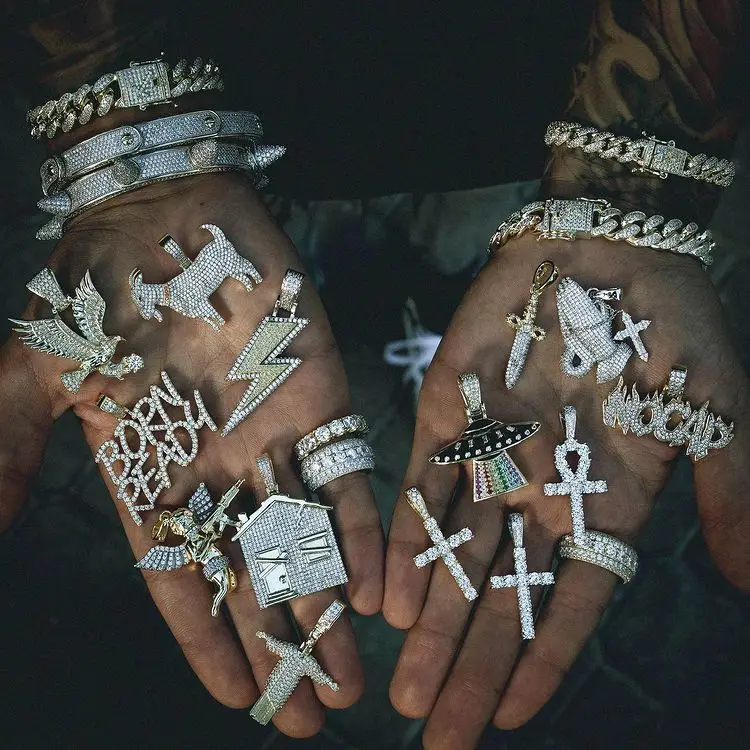 

Wholesale CZ Diamond Iced Out Pendant Necklace Zircon Hip Hop Jewelry Gold Plated Bling Bling Pendants Collection for Men Women