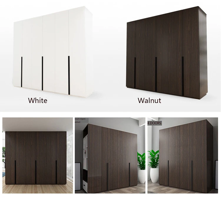 New design modern design bedroom furniture wardrobe swing opening 2 door wardrobe with wood grain lacquer