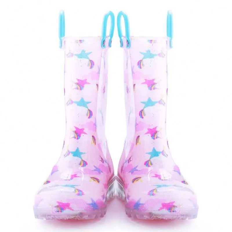 

Factory Sale Customized Easy-on handle Pvc Kids Boots Rain With Light, As picture/oem