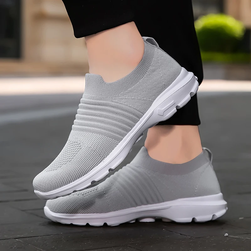 

Breathable Mesh Platform Sneakers Women Slip on Soft Ladies Casual Running Shoes Woman Knit Sock Shoes soft sole Flats sports