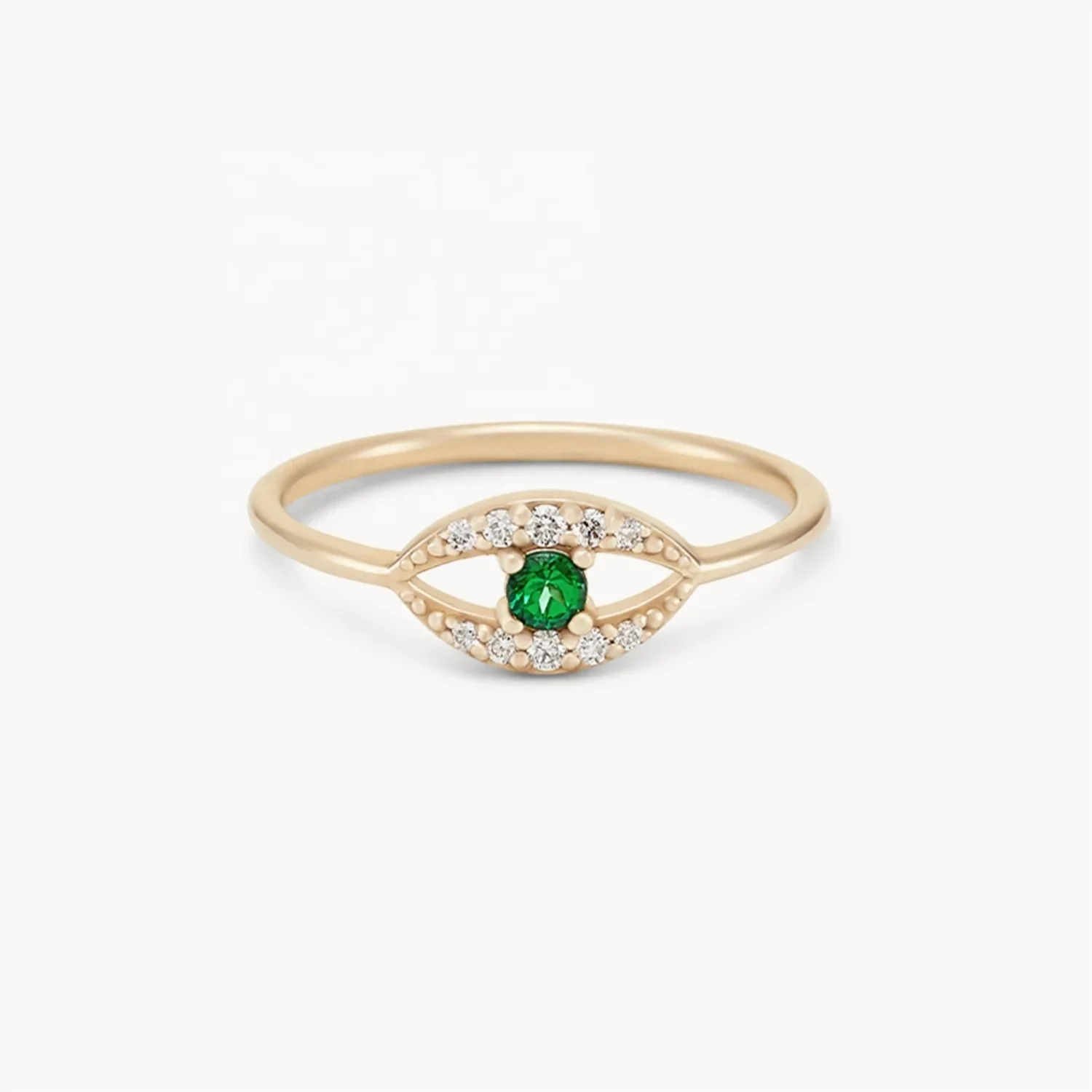 

LOZRUNVE New Collection 18k Gold Plated Cute Emerald Evil Eye Ring Silver 925