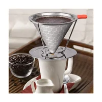 

Honeycombed Stainless Steel Coffee strainer, Reusable Pour Over Coffee Filter Cone Coffee Dripper with Removable Cup