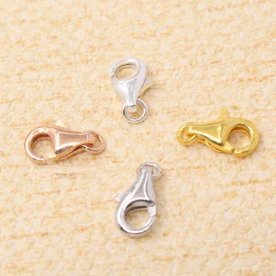 

Hot Sale  DIY Jewelry Findings Gold Plated 925 Sterling Silver Lobster Clasps For Jewelry Accessories, Silver, gold, rose gold, rhodium