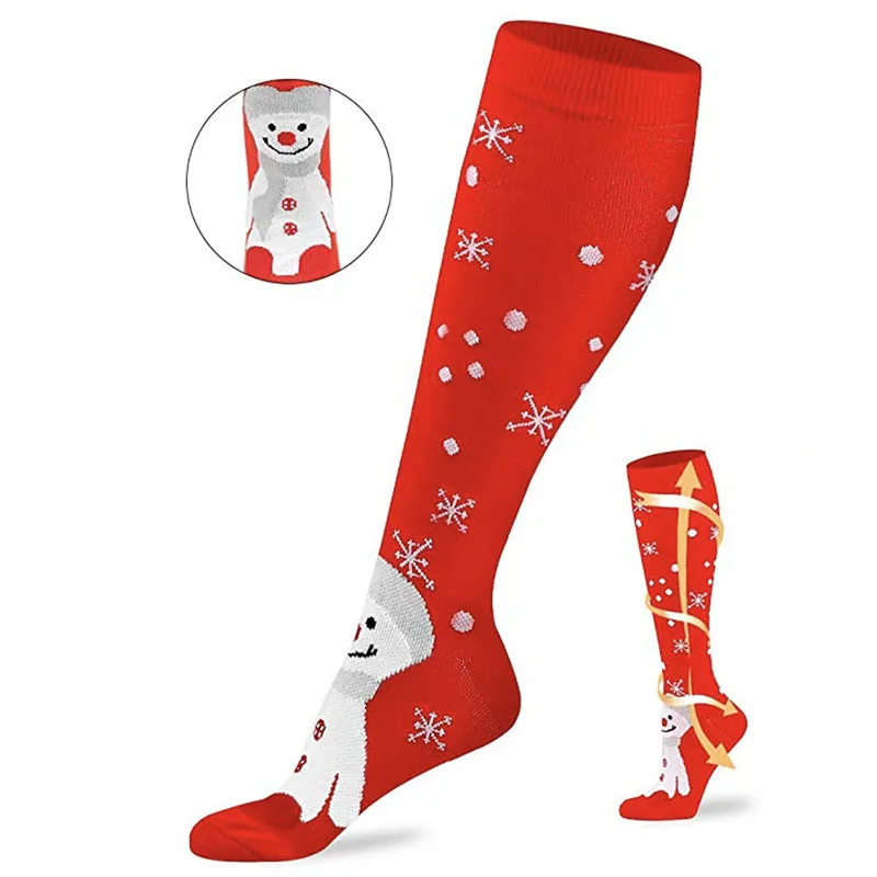

Custom Knitted Fashion 20-30 Mmhg Knee High Unisex Compression Socks Christmas Men, Customized