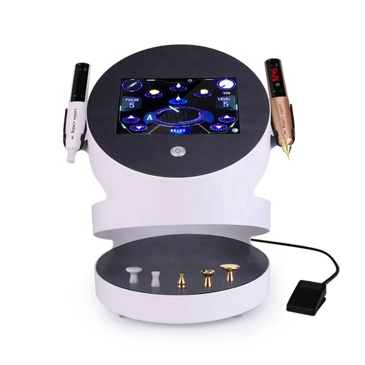 

Hot sales face cold plasma pen ozone rejuvenation acne pore removal beauty machine, White+gold