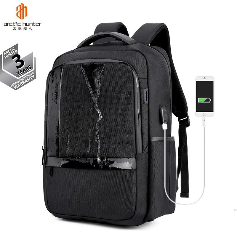 

[Arctic Hunter] 2021 New style waterproof sport college laptop Backpack waterproof smart cool backpack bag, Black, blue,dark grey