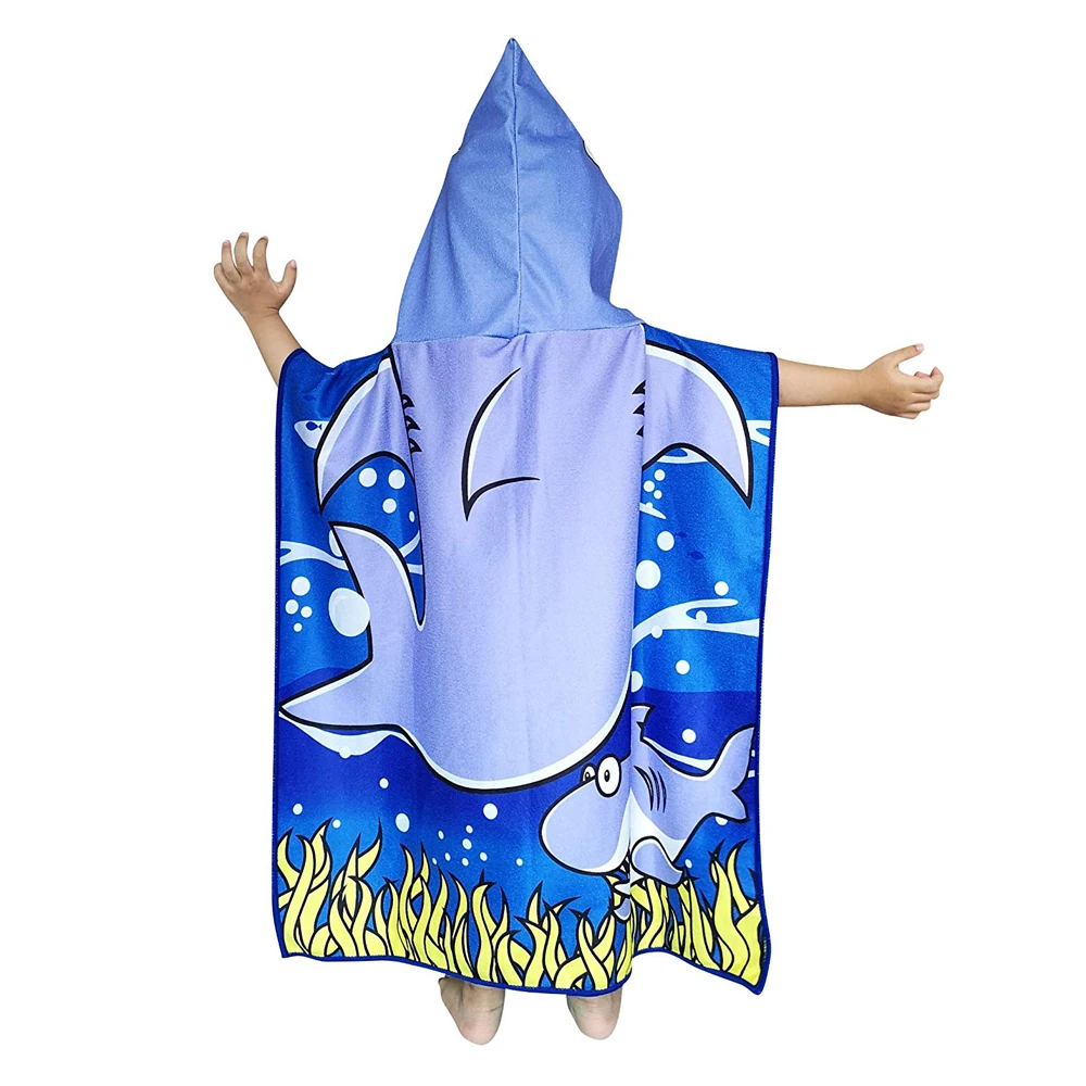 

In stock carton character knitted swim beach pool towel poncho kids hoodie large