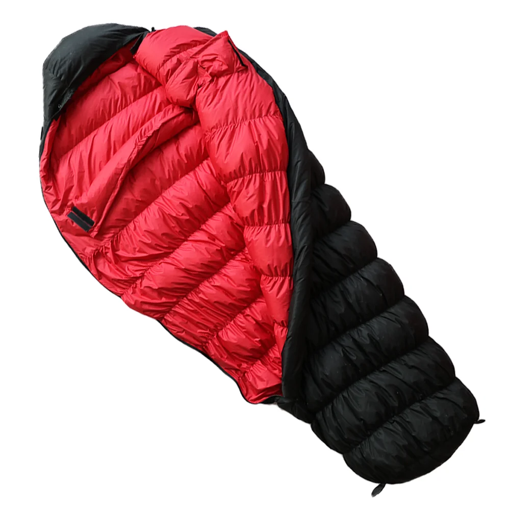 

Amazon hot sale OEM 4 season hiking survival mummy duck down goose down sleeping bag camping outdoor
