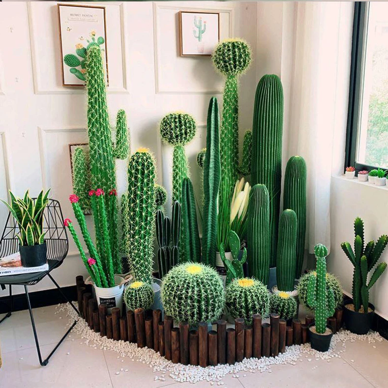 

Hot Sale large indoor artificial green cactus plant for decoration, indoor cactus for sale, Green ,or as you want
