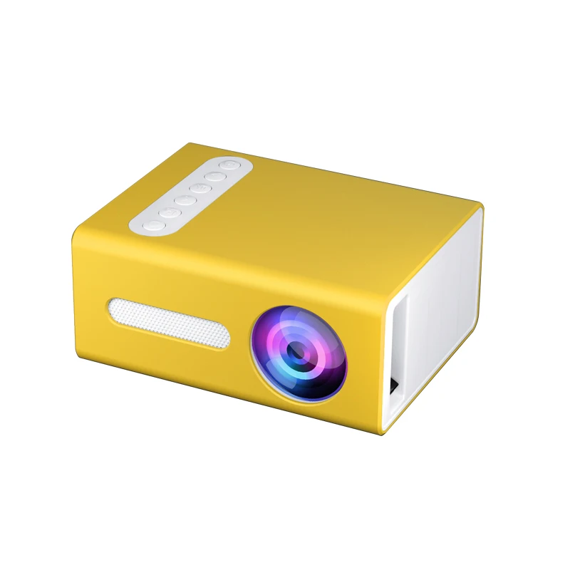 

Salange T300 Portable Mini Projector 320*240p Max 1080P 800 Lumens Home Cinema System 3.5mm Audio HD LED Mini Projetor, Yellow/black/blue