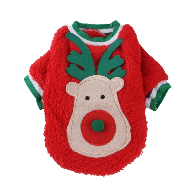 

Top Selling Pet Christmas Costumes Soft Comfortable Coral Fleece Two-Legged Clothing Dog Cat Sweater, Red,green