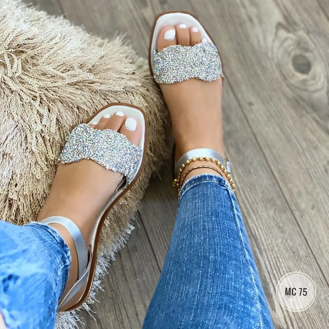 

Women's sandals summer 2021 flat bottom women's shoes 40-43 casual open toe buckle sandals drop shipping, White, black, khaki