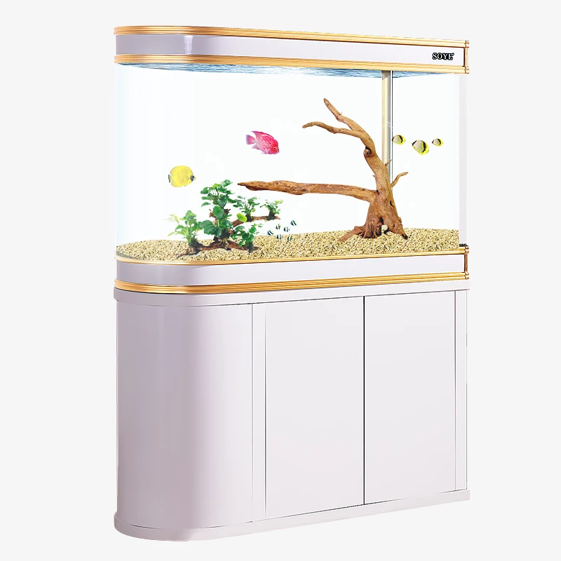 

china curved ecological bowl big fish glass indoor fish farming tank large fish tank aquarium