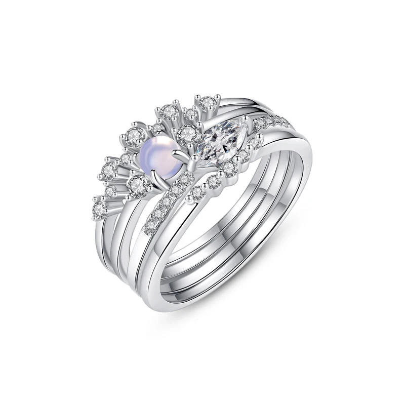 LUOTEEMI Trendy White Gold Plated Rhodium Couple Combination of the Ring for Eternity of True Love Jewelry Ring Turkey