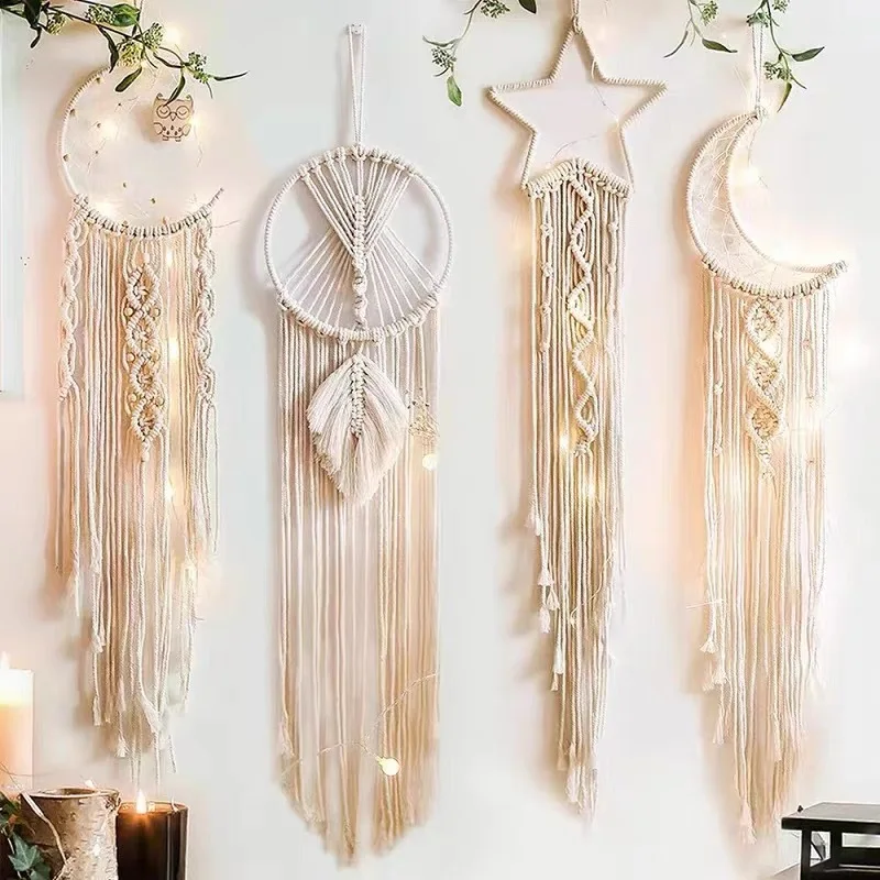 Nordic Large Dream Catcher Handmade Boho Home Decoration Wall Hanging for Kitchen & Office Featuring Metal and Rope Design