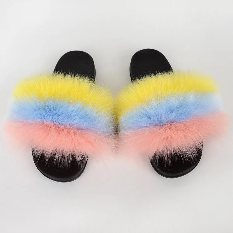

designer slides fake fur slides 2020 New Arrival wholesale fur slides, Customized color