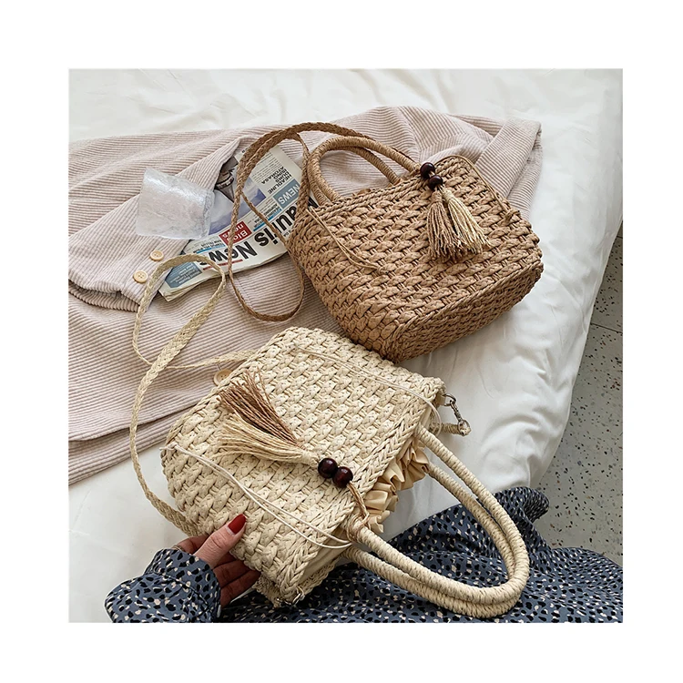

Trendy Tassel Straw Portable Bags For Women Summer Beach Hand Bags Hemp Rope Weaving Crossbody Bags Travel Purses and Handbags
