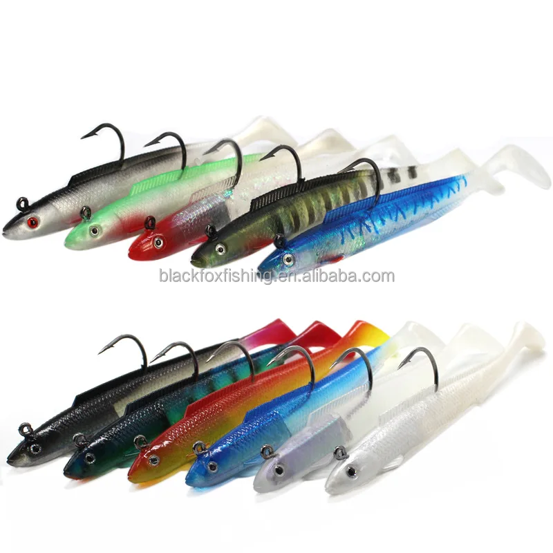 

Wholesale10cm/10g Mustad Hook Fishing Lure Paddle Tail Eel Lead Head Lure Soft Rock Fishing Lure