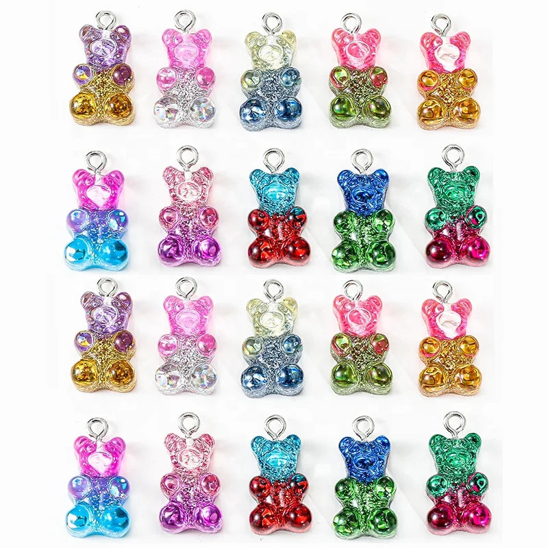 

Wholesale Kawaii Cute Transparent Glitter Gradient Resin Gummy Bear Charms Resin Bear Pendant for Making DIY Necklace Bracelet, Picture