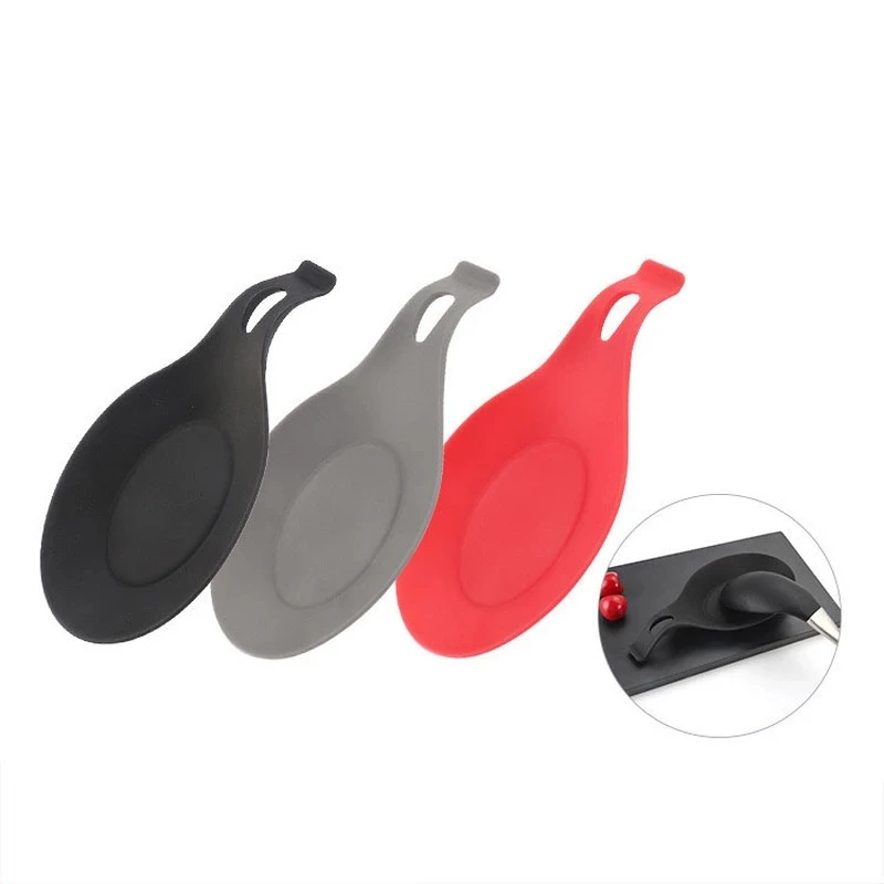 

Fast Shipping Best Seller Food Grade Approved Bpa Free Soft Kitchen Utensil Silicone Spoon Rest, Multi colors