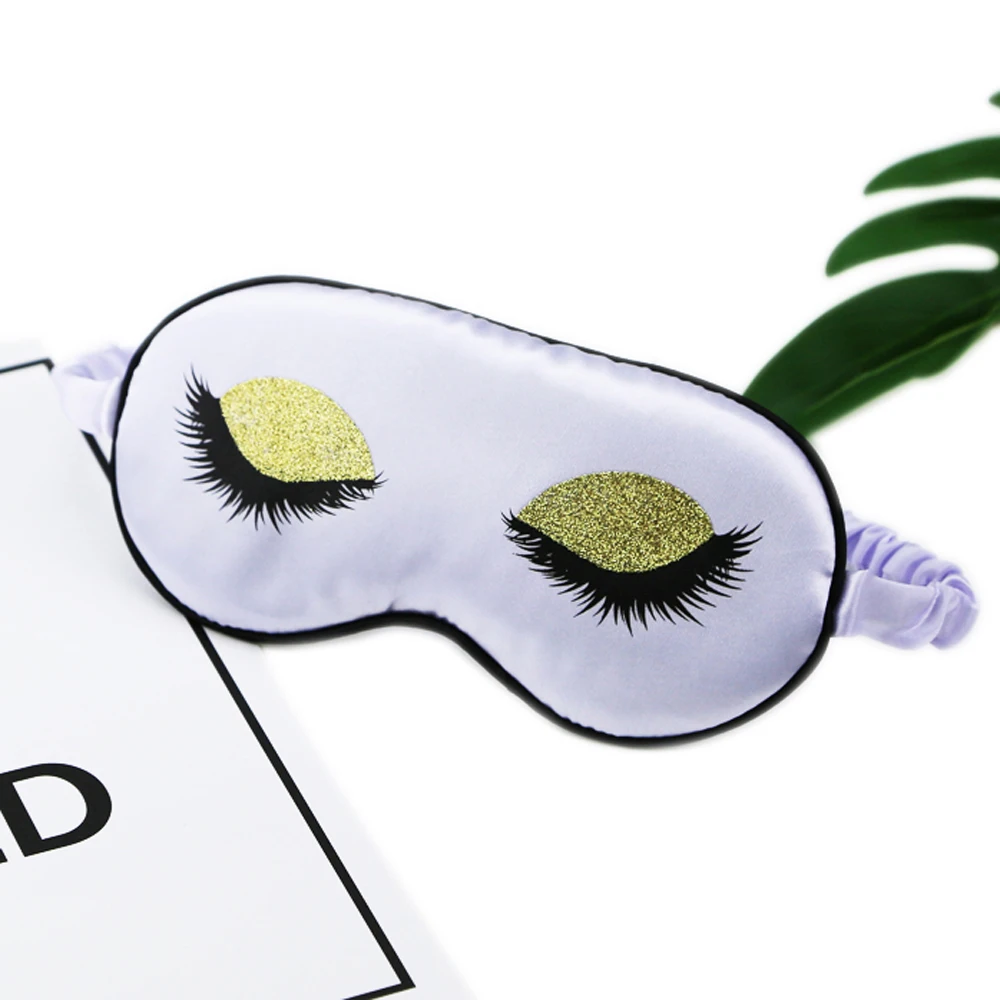 Golden Glitter Eye Shadow Black Eyelash Silk Eye Sleeping Mask - Buy 