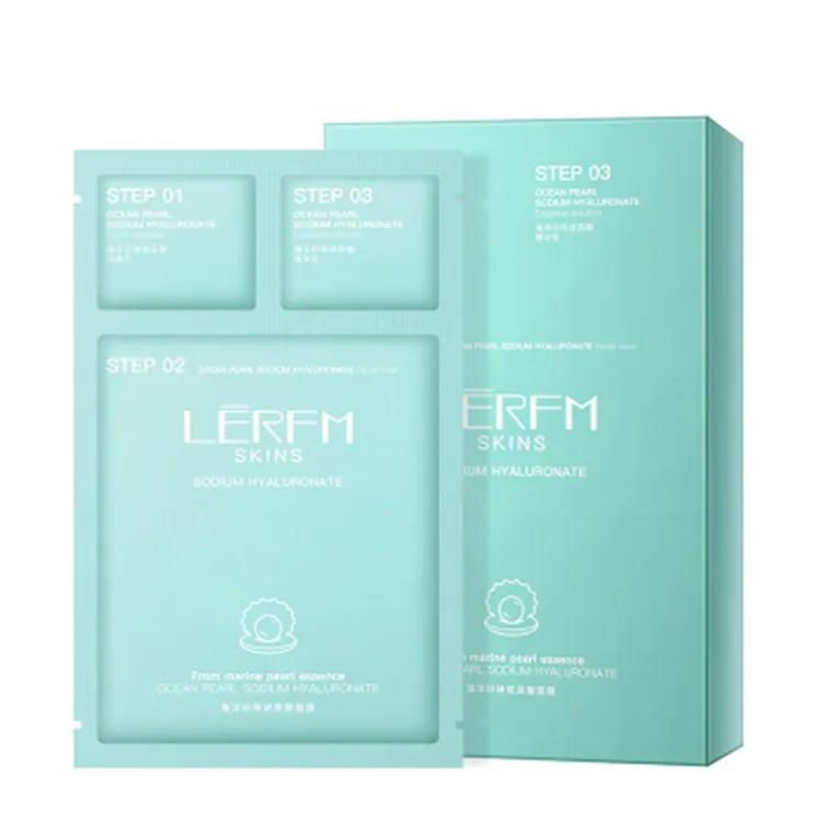 

OEM Ocean Pearl Hyaluronic Acid Face Mask Moisturizing Hydrating facial 3 Step Mask with Cleanser Mask Lotion