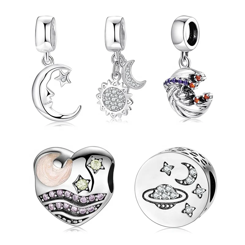 

Real 925 sterling silver Good Night baby Moon Dangle fashion Pendants fit Necklaces Bracelet Jewelry making Wholesale lots bulk